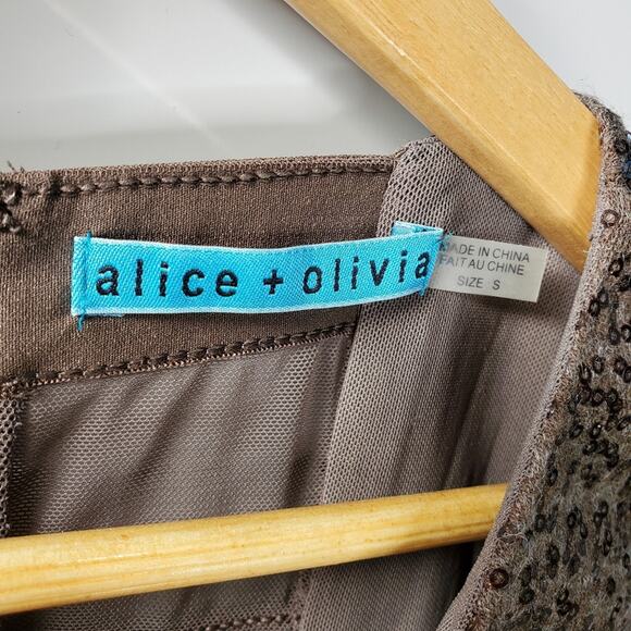 Alice + Olivia Nala Sequined Dress in Chocolate (Brown) Size S - Picture 7 of 12